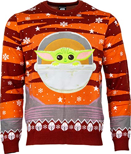 numskull Unisex Oficial Star Wars The Mandalorian The Child Baby Yoda suéter de Navidad de Punto para Hombres o Mujeres - Feo Regalo de un suéter de Novedad