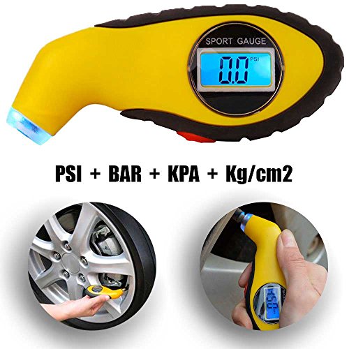 OcioDual Manometro Pantalla LCD Digital LED Luz Iluminacion Presion Rueda Neumatico Coche