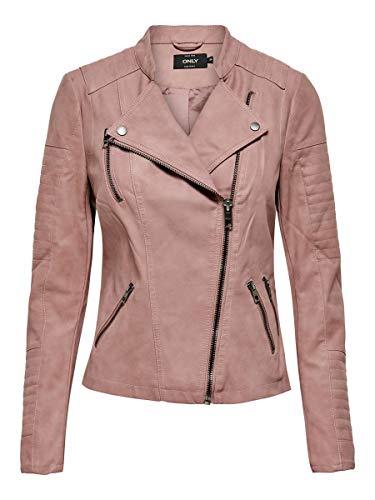 Only onlAVA FAUX LEATHER BIKER OTW NOOS - Chaqueta para mujer, Rosa (Ash Rose Ash Rose), 36