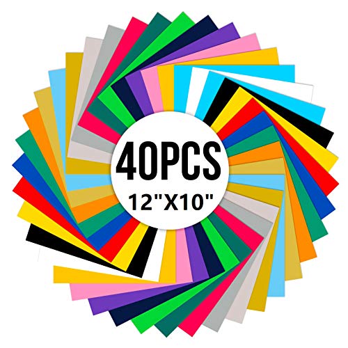 Opopark 40 Hojas Vinilo Textil Termoadhesivo, 30 x 25cm HTV Heat Transfer Vinyl Láminas de Transferencia Térmica de Vinilo para Impresión de Camisetas DIY,20 Colores Opopark 40 Hojas Vinilo Textil Termoadhesivo, 30 x 25cm HTV Heat Transfer Vinyl Láminas de Transferencia Térmica de Vinilo para Impresión de Camisetas DIY,20 Colores