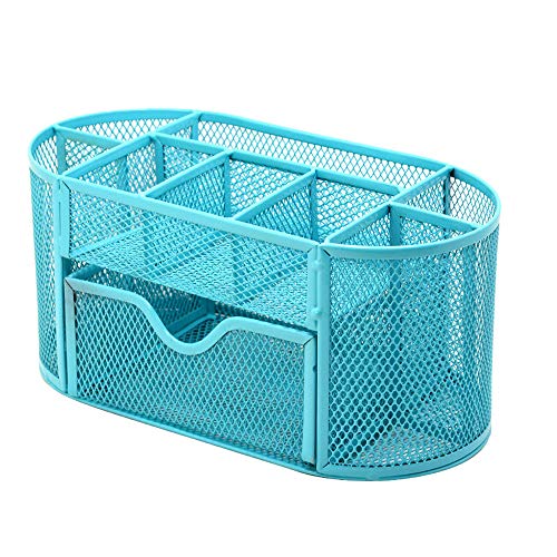 Organizador de escritorio de malla con cajón, organizador de escritorio de metal multiusos organizador de escritorio organizador de oficina para uso escolar y doméstico (azul) Organizador de escritorio de malla con cajón, organizador de escritorio de metal multiusos organizador de escritorio organizador de oficina para uso escolar y doméstico (azul)