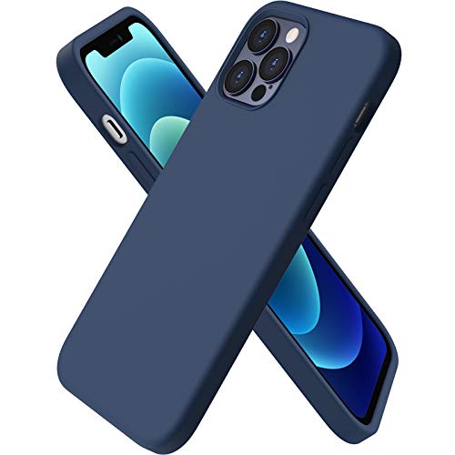 ORNARTO Funda Silicone Case Compatible con iPhone 12 6,1", iPhone 12 Pro Protección de Cuerpo Completo,Carcasa de Silicona Líquida Suave Case para iPhone 12/12 Pro (2020) 6,1 Azul Marino