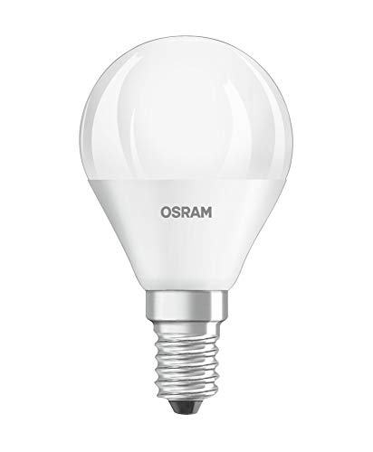Osram Star Classic P - Lámpara LED, forma de bola mini clásica, con base de tornillo: E14, 5 W, 220 a 240 V, 40 W de repuesto, esmerilado, blanco frío, 4000 K, paquete de 1