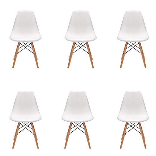 Pack 6 Sillas de Comedor de Madera Silla Diseño Nórdico Retro Estilo para Cocina, Sala, Restaurante(Blanco-6) Pack 6 Sillas de Comedor de Madera Silla Diseño Nórdico Retro Estilo para Cocina, Sala, Restaurante(Blanco-6)