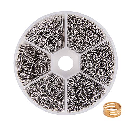 PandaHall Elite 1 Caja 4/5/6/8/9/10 mm Mixto 304 Acero Inoxidable Abierto, Anillos para bisutería, Alrededor de 1000 Piezas en una Caja PandaHall Elite 1 Caja 4/5/6/8/9/10 mm Mixto 304 Acero Inoxidable Abierto, Anillos para bisutería, Alrededor de 1000 Piezas en una Caja