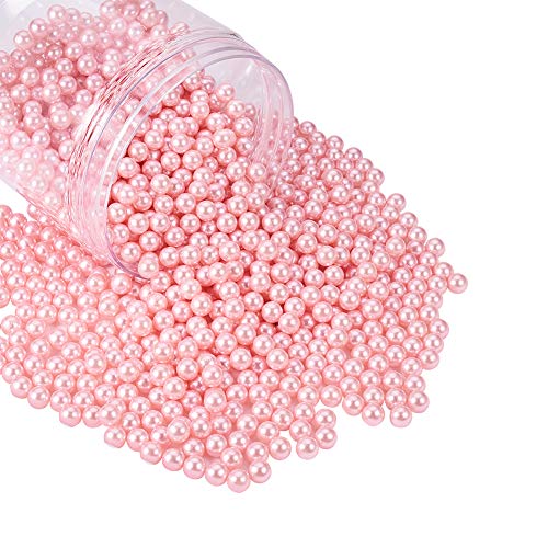 PandaHall Elite alrededor de 1500 perlas redondas de plástico ABS de 8 mm para fabricación de joyas, teñidas, sin agujeros/sin perforar, color rosa