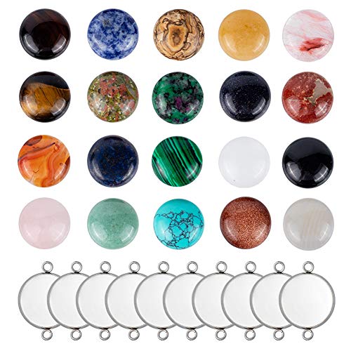 PandaHall - Enlaces para hacer con cabujones de piedras preciosas redondas y 304 ajustes de conector de cabujón de acero inoxidable, 125 x 115 x 11,5 mm