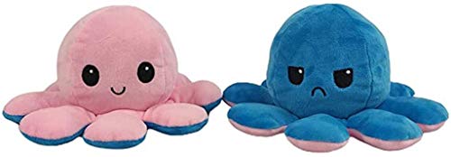 Pandiui23 Peluche de Pulpo Reversible,Peluche de Doble Cara, Pulpo Reversible, Regalo Original de Felpa (Azul)