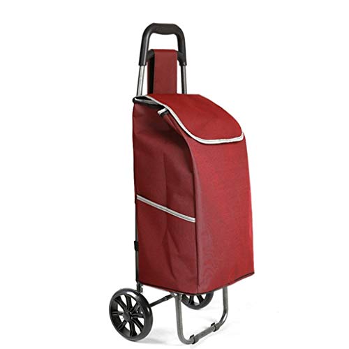 PANYUE Portátil de casa Cesta vagón/Peso Ligero Plegable Cesta de la Compra de comestibles Caja de Equipaje 2 Compras PU Rueda Mango ergonómico Plegable Carro del Empuje de Oxford versátil