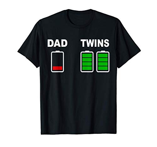 Papá Gemelos con batería baja Carga completa Papá de gemelos Camiseta