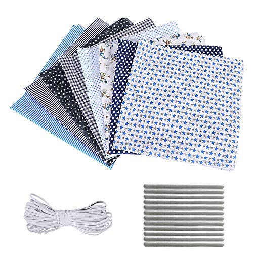 papasgix Juego de 8 piezas de tela de algodón por metros para coser, patchwork, paquete de tela de algodón, 50 cm x 50 cm (azul 8pc)