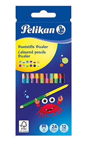 Pelikan - Lápices bicolores 12 piezas 24 colores, multicolor