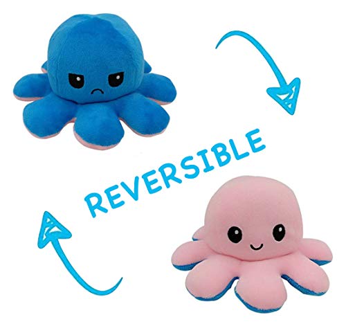 Peluche de Pulpo Reversible-Bonitos Juguetes de Peluche, muñeco de peluche juguetes creativos el Pulpo Reversible Original de Felpa Regalos de Juguete para niños，cumpleaños Navidad(Azul oscuro + Rosa)