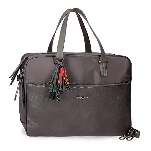 Pepe Jeans Ann Maletin para Portátil 15,6" Gris 38x28x9 cms Poliéster