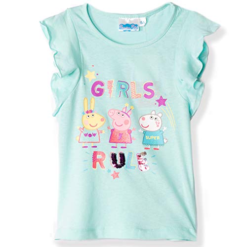 Peppa Pig Camiseta oficial para niña 100% algodón con lentejuelas reversibles 2-6 años