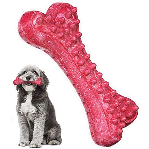Peteast Juguetes para masticar perros, huesos de perro resistentes para masticadores agresivos y juguetes de caucho natural duraderos para perros