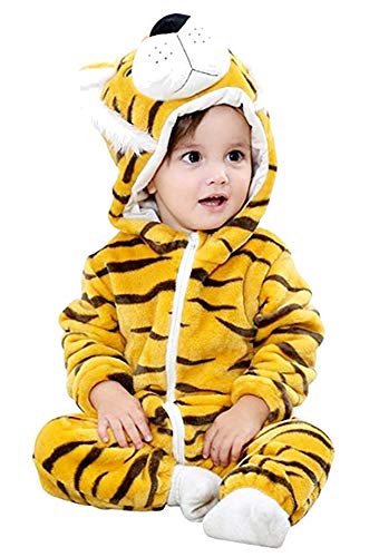 Pijama de tigre - pijama de tigre bebé - niño - sin pies - forro polar - disfraz - tutone cálido - carnaval - tamaño 70 cm - idea de regalo original