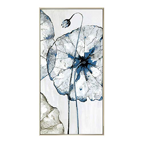 Pintado A Mano Sobre Lienzo,Abstracto Loto Hoja Pintura Al Óleo En Lienzo Moderno De Gran Tamaño Pared Arte Cartel Decoración De La Imagen De La Imagen Para Pasillo Live Room Home Decor,70X140Cm U Pintado A Mano Sobre Lienzo,Abstracto Loto Hoja Pintura Al Óleo En Lienzo Moderno De Gran Tamaño Pared Arte Cartel Decoración De La Imagen De La Imagen Para Pasillo Live Room Home Decor,70X140Cm U