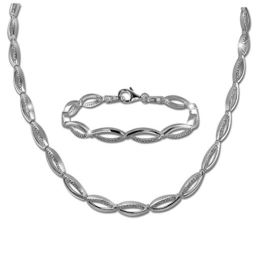 Plata Dream Collar & pulsera circonitas Mujer Joyas Juego Plata de ley sds460 W Plata Dream Collar & pulsera circonitas Mujer Joyas Juego Plata de ley sds460 W