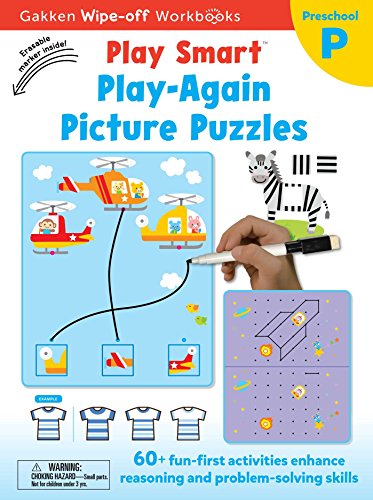 Play Smart Play Again Picture Puzzles Ages 2-4, Volume 19: At-Home Wipe-Off Workbook with Erasable Marker (Play Smart, Preschool P: Gakken Wipe-off Workbooks)