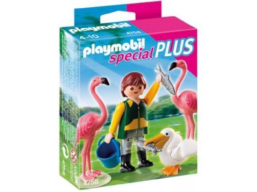 PLAYMOBIL - Cuidador de Zoo con pájaros exóticos, Set de Juego (4758)