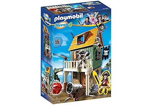 PLAYMOBIL Super 4 Camouflage Pirate Fort with Ruby Juego de construcción - Juguetes de construcción (Juego de construcción, Multicolor, 5 año(s), Niño)