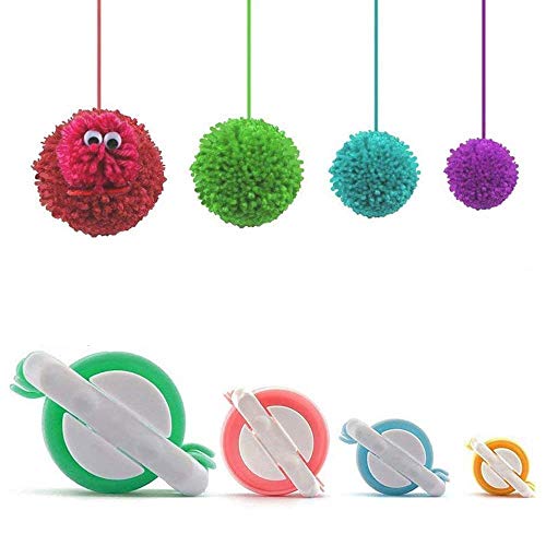 Pom Pom Maker, 4 Tamaños Fluff Ball Weaver Needle PomPom Maker Juegos-DIY Pompoms Artesanía Doll haciendo Kits-Hilado de lana Knitting Craft Tool Set Fabricante de pom-pom para niños y adultos