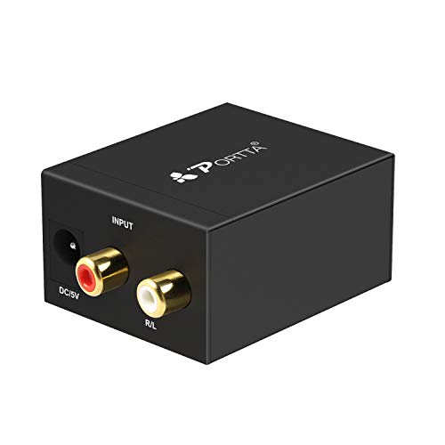 Portta Audio Conversor Analógico a Digital Audio Convertidor Analog Estéreo RCA R/L a SPDIF Toslink Coaxial Soporte 2 Canales LPCM CH2.0 para Reproductor de DVD Speaker