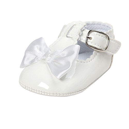Primeros Zapatos para Caminar,Auxma Zapatos de bebé, Zapatos Antideslizantes del Bowknot de los bebés (11cm(0-6M), Blanco)