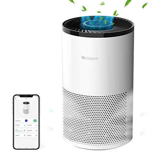 proscenic A8 Purificador de aire Compatible con App y Alex,4 Etapas de Filtración,HEPA H13 y Carbón Activo,Sirve para Olor de Tabaco,Metano,Polen y Capas de Mascota,hasta 40 m²y CADR de 220 m3/h