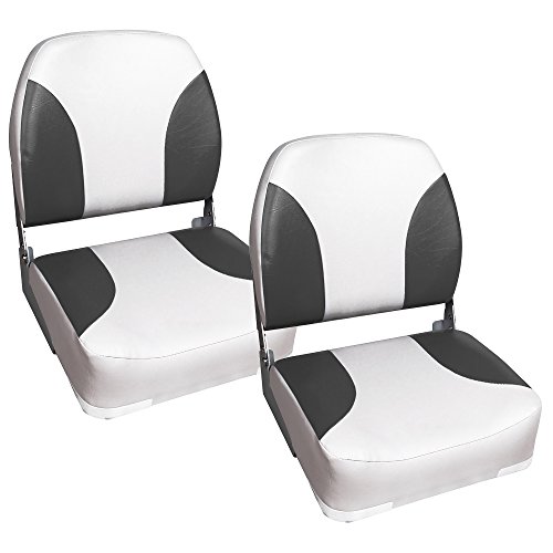 [Pro.tec] 2x asientos de barco / de cabina, de piel sintética, resistente al agua / tapizados / Resistente a rayos UVA / plegables (gris - blanco)