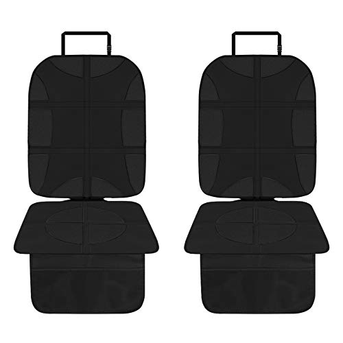 Protector Asiento Coche, Respaldo Asiento Coche Niños Protector Asiento Delantero Protector Asiento Funda Trasero Tapicería del Cuero Coche Fácil de Limpiar y Arreglar para Sillas de Coche - Negro