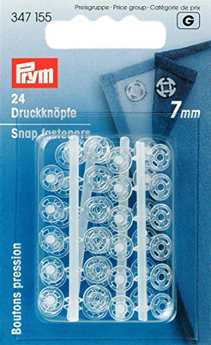 Prym 347155 Botones presión plástico Transparente 7 mm, 24 Unidades, plástico Blanco 2 X 1 X 1 cm