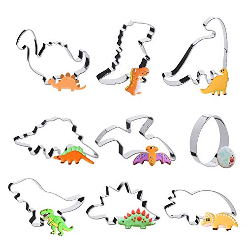 Pukitt Moldes de Galletas Dinosaurios, 9 Piezas DIY Acero Inoxidable Moldes para Fondant, Moldes para Pan, Moldes Galletas Infantiles Pukitt Moldes de Galletas Dinosaurios, 9 Piezas DIY Acero Inoxidable Moldes para Fondant, Moldes para Pan, Moldes Galletas Infantiles