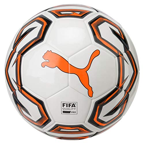 Puma Futsal 1 FIFA Quality Pro Balón de Fútbol, Puma White-Shocking Orange-Puma Black, 4