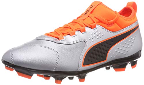 Puma One 3 LTH AG, Zapatillas de Fútbol Hombre, Plateado Silver-Shocking Orange Black 01, 44.5 EU