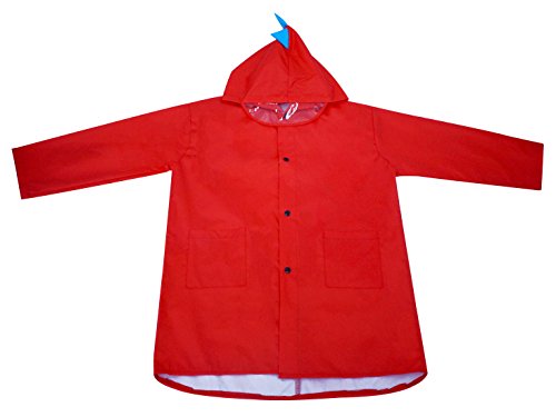 QIAHANG - Raincoat Infantil con Capucha de Mangas Largas para Niños Impermeable Protección Transpirable Ropa de Lluvia contra Interperie Resistente - Rojo - M - 2-3 Años