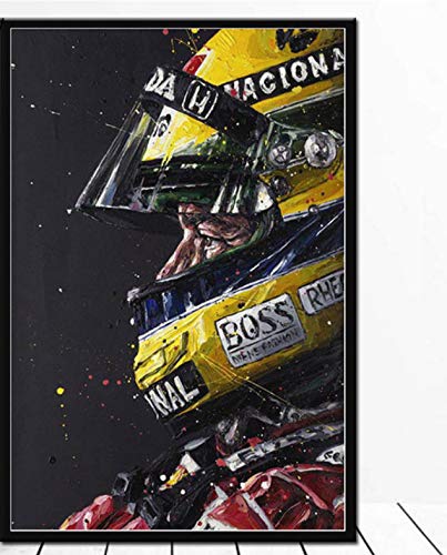 QINGRENJIE Ayrton Senna F1 Racing Car Poster Arte de la Pared Lienzo Pintura Carteles e Impresiones Wall Picture Room Decoración Decorativa para el hogar 50X70 Cm sin Marco