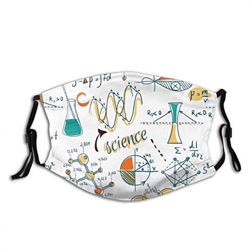 Qiongtmt Face Co_V-Er Doodle Science Lab Objects Education Themed Drawing Scientific Formulas Biology Chemistry Face Scarf With 2 Filter Outdoor