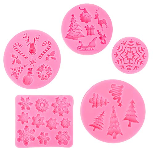 Qpout 5Pack Moldes de Fondant de Navidad, Árbol de Nieve Árbol de Navidad Reno Santa Candy Chocolate Moldes de Silicona Herramienta de Horneado para la Fiesta de Año Nuevo del Cumpleaños de Navidad Qpout 5Pack Moldes de Fondant de Navidad, Árbol de Nieve Árbol de Navidad Reno Santa Candy Chocolate Moldes de Silicona Herramienta de Horneado para la Fiesta de Año Nuevo del Cumpleaños de Navidad
