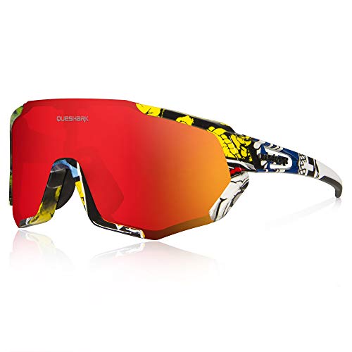 Queshark Gafas de Ciclismo Polarizadas Gafas de Sol Deportivas con Montura TR90 Gafas de Bicicleta Para Hombres Mujeres con 3 Lentes Intercambiables Anti-UV400 Queshark Gafas de Ciclismo Polarizadas Gafas de Sol Deportivas con Montura TR90 Gafas de Bicicleta Para Hombres Mujeres con 3 Lentes Intercambiables Anti-UV400