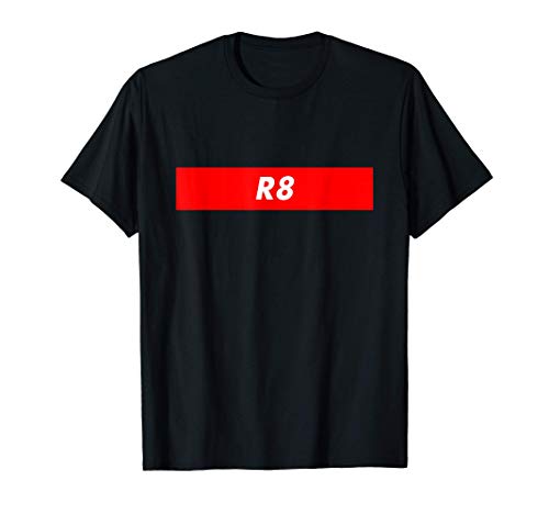 R8 Red Box Logo Parody Funny Graphic Camiseta