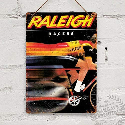 Raleigh Racers Anuncio Vintage Bike Cycle Team Letrero de metal de 20 x 30 cm