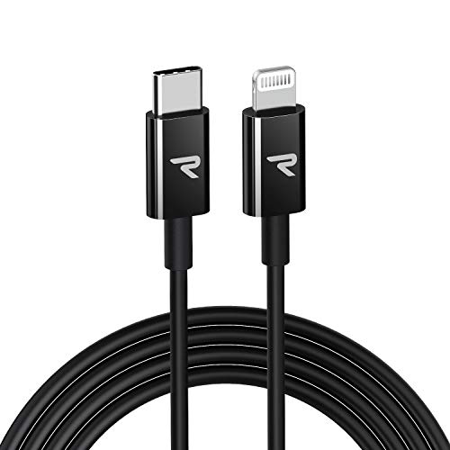 RAMPOW Cable USB C a Lightning [Apple MFi Certificado] Cable iPhone 11 Tipo C Power Delivery 18W 3A, Compatible con iPhone X/iPhone XS/iPhone XS MAX/iPhone XR/iPhone 8, iPad Pro, iPad Air-2M, Negro