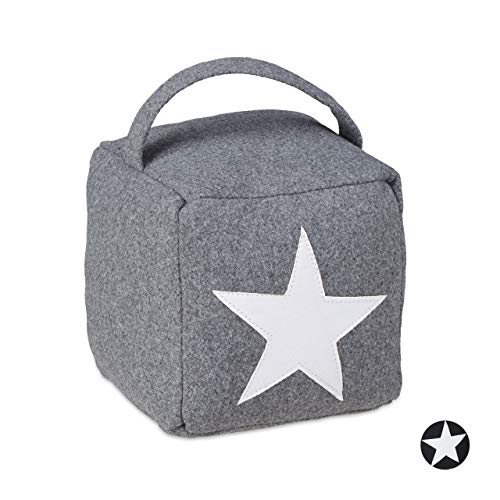 Relaxdays Tope Puerta con Asa, Tela-Arena, Gris, 15 x 15 x 20 cm Relaxdays Tope Puerta con Asa, Tela-Arena, Gris, 15 x 15 x 20 cm