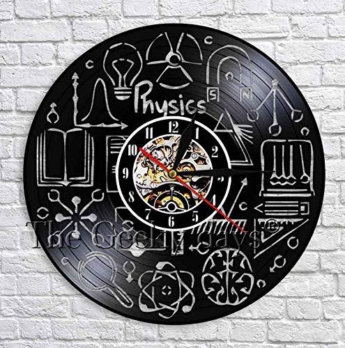 Reloj de Vinilo 30CM Reloj de Pared de Disco de Vinilo de física Diseño Moderno Arte de Pared Reloj de Tiempo Hecho a Mano Decorativo Reloj de Pared 3D para Amante de la física