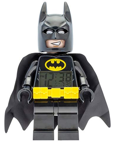 Reloj despertador infantil con figura de LEGO BATMAN. 9009327, amarillo / negro, plástico, 24 cm de alto, pantalla LCD, Chico Girl, Oficial