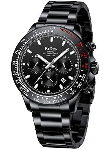 Relojes Hombre Relojes Grandes de Pulsera Cronografo Diseñador Luminosos Impermeable Reloj Hombre Deportivos de Acero Inoxidable Analogicos Fecha Negro