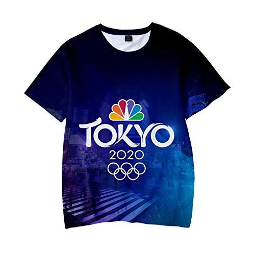 RENDONG Tokyo 2020 Olímpicos Camiseta Hombres Ventilador Edición Secado Rápido Manga Corta Camiseta del Regalo,Navy Blue,S