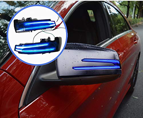 Retrovisor luces indicadoras de giro de intermitentes LED dinámicas para Mercedes-benz W176 W246 W204 W212 X156 C250 C300 C350+ A/B/C/E/S/CLA/GLA/GLK/CLS Class (Azul +Amarillo)